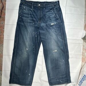 G-Star Raw Jeans Women’s Sz 33x32 Lintell High Dad Dark Wash Distressed Baggy